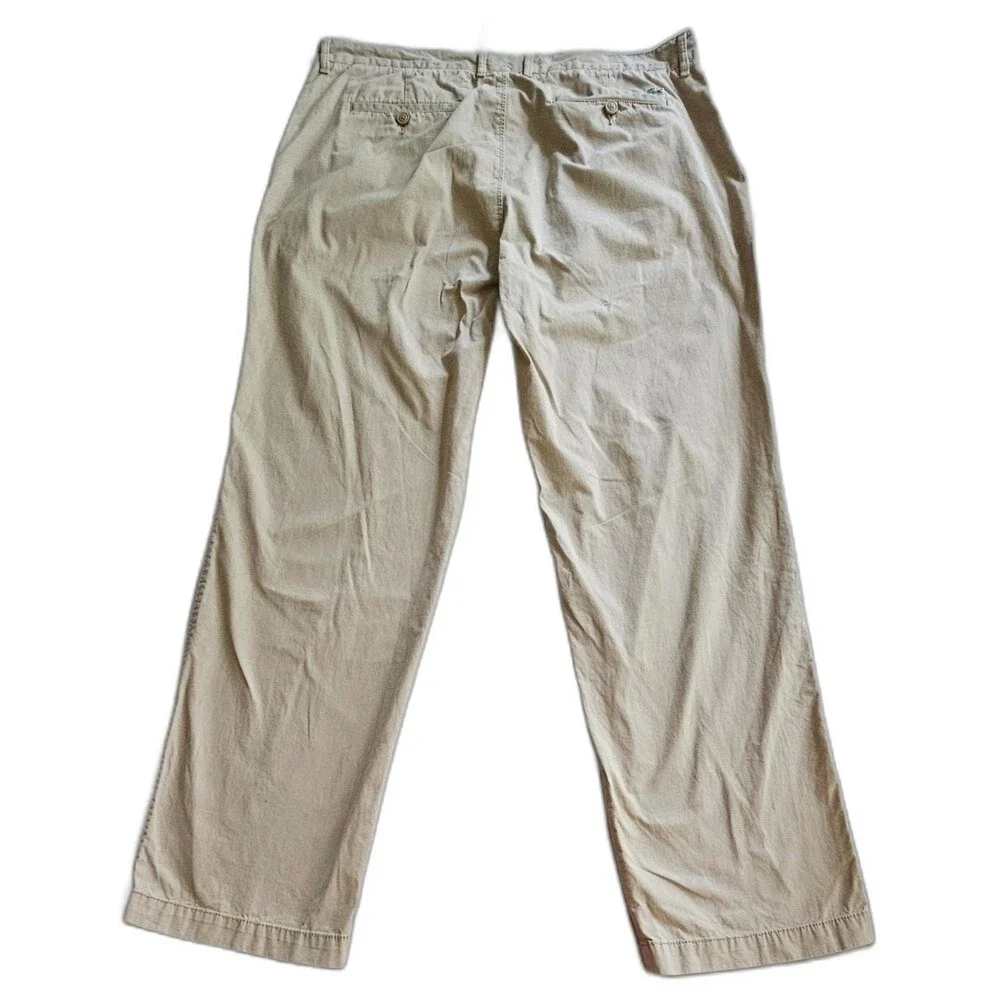 Lacoste Mens 38 Beige Chino Pants Classic Fit Cotton Twill Trousers Quiet Luxury